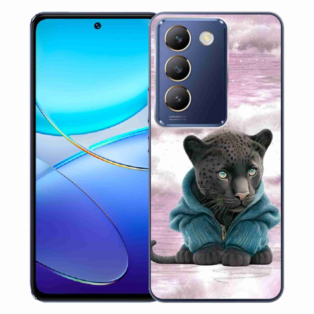 Gelový kryt mmCase na Vivo V40 SE 4G/5G - černý panter ve svetru