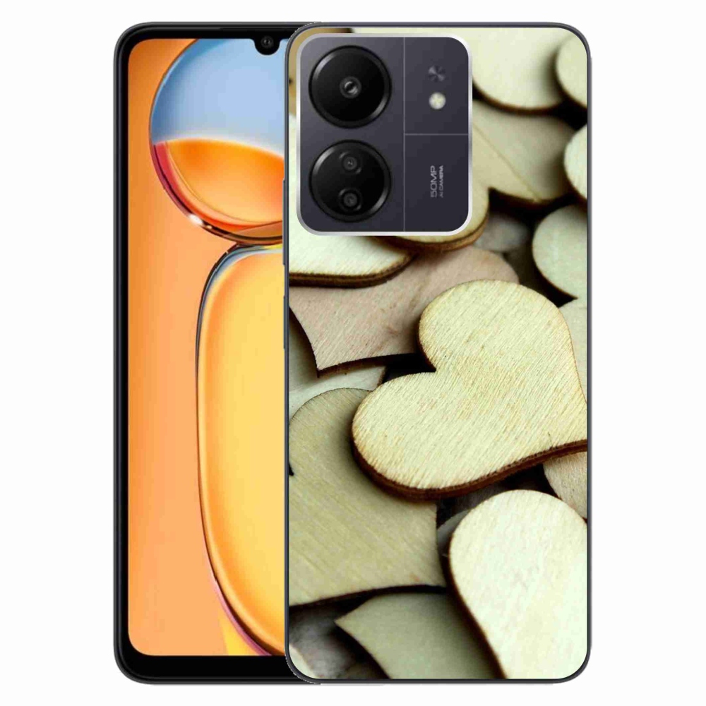 Gelový kryt mmCase na Xiaomi Poco C65/Redmi 13C - dřevěná srdíčka
