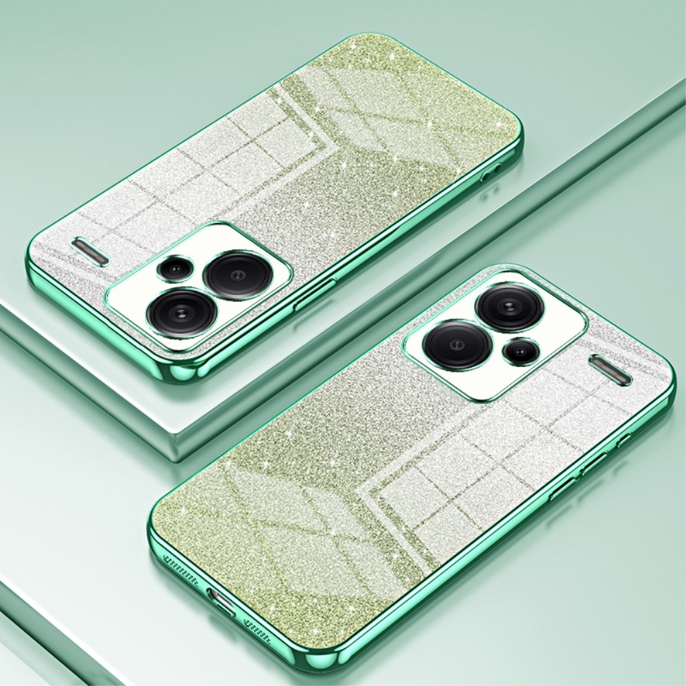 Cut gelový třpytivý obal na Xiaomi Redmi Note 13 Pro+ 5G - zelený