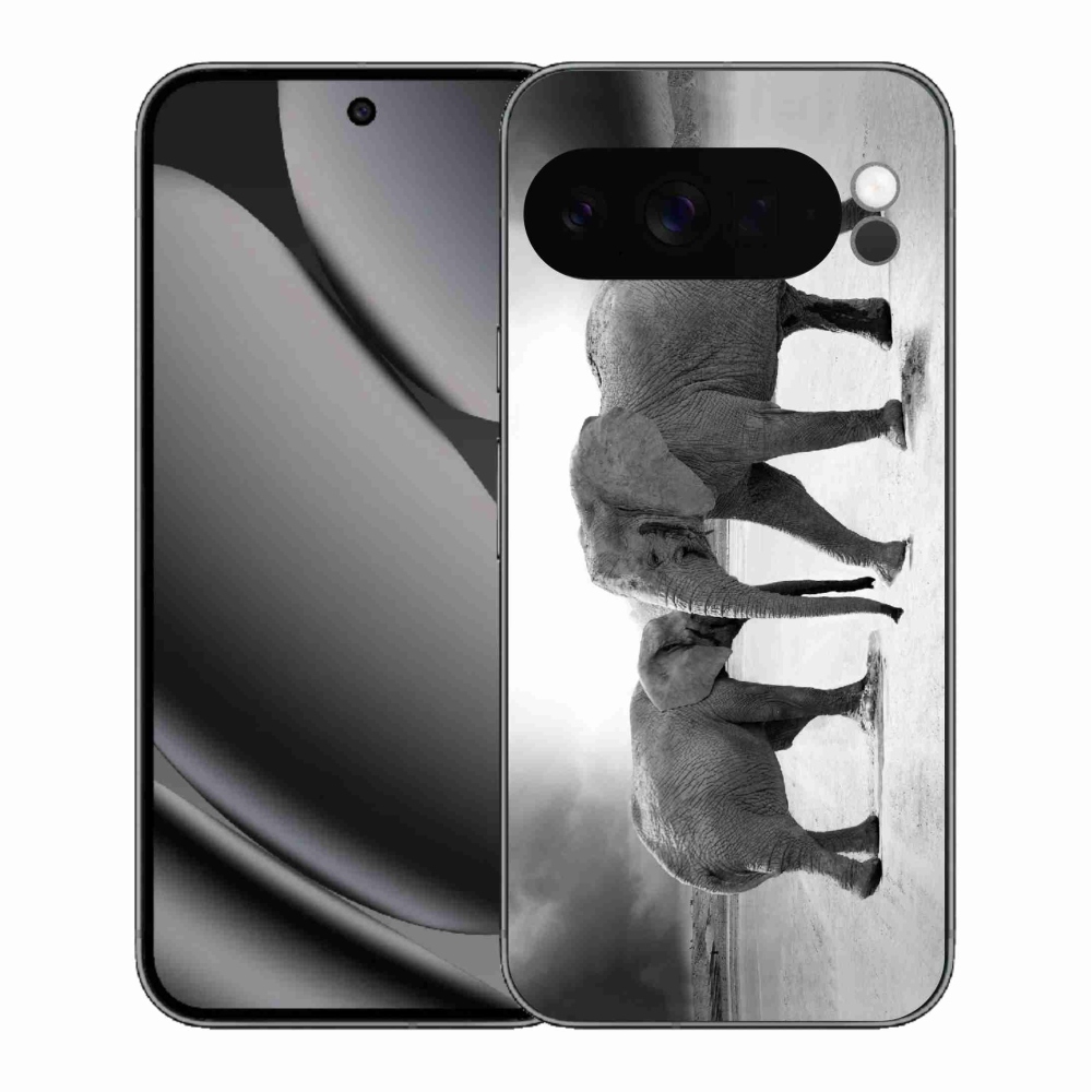 Gelový kryt mmCase na Google Pixel 10 Pro XL - černobílí sloni