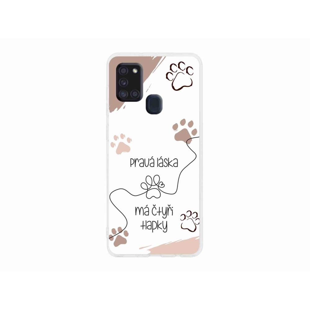 Gelový kryt mmCase na Samsung Galaxy A21s - psí motiv 1 bílé pozadí