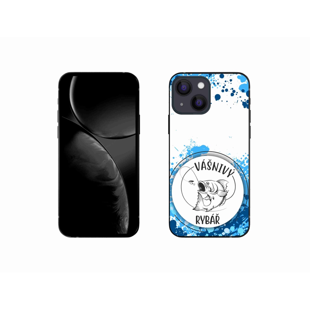 Gelový kryt mmCase na iPhone 13 mini 5.4 - vášnivý rybář bílé pozadí