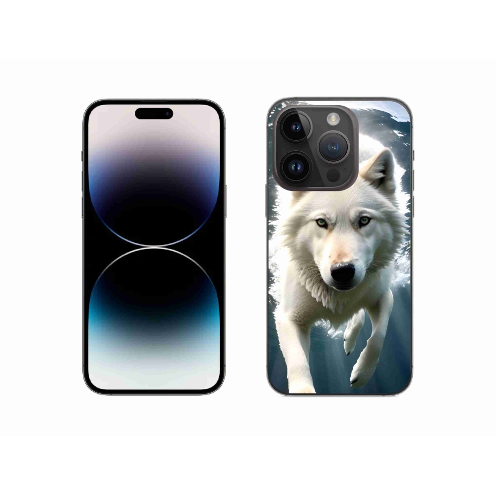 Gelový kryt mmCase na iPhone 14 Pro - bílý vlk
