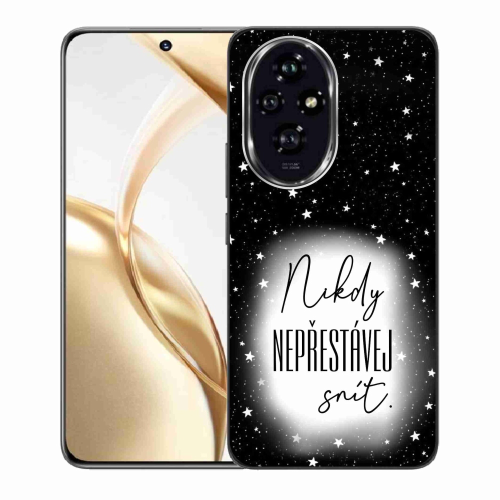 Gelový kryt mmCase na Honor 200 5G - citát 1 bíločerné pozadí