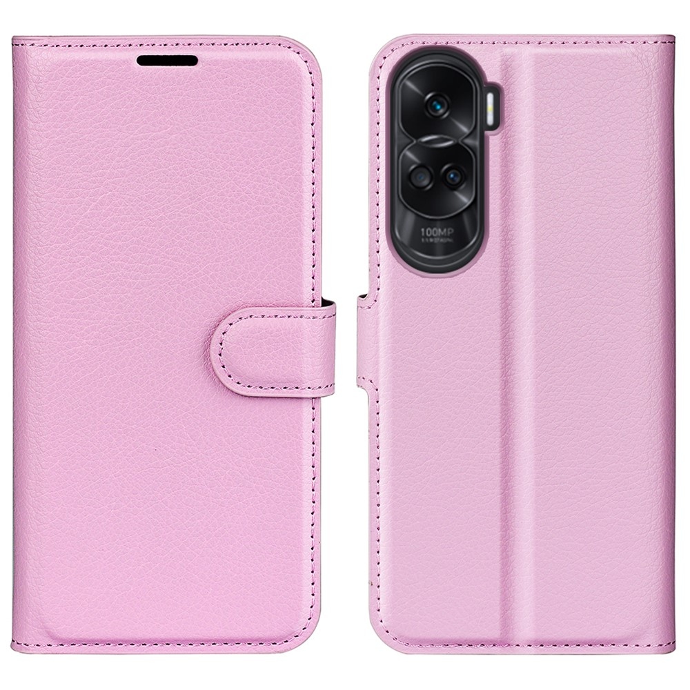 Litchi knížkové pouzdro na Honor 90 Lite - růžové