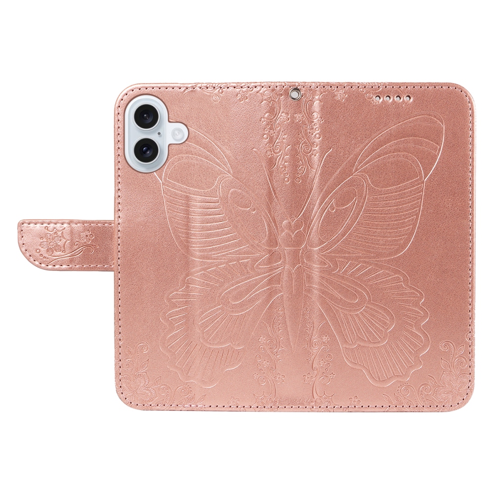 Floral Butterfly knížkové pouzdro na iPhone 17 - růžovozlaté