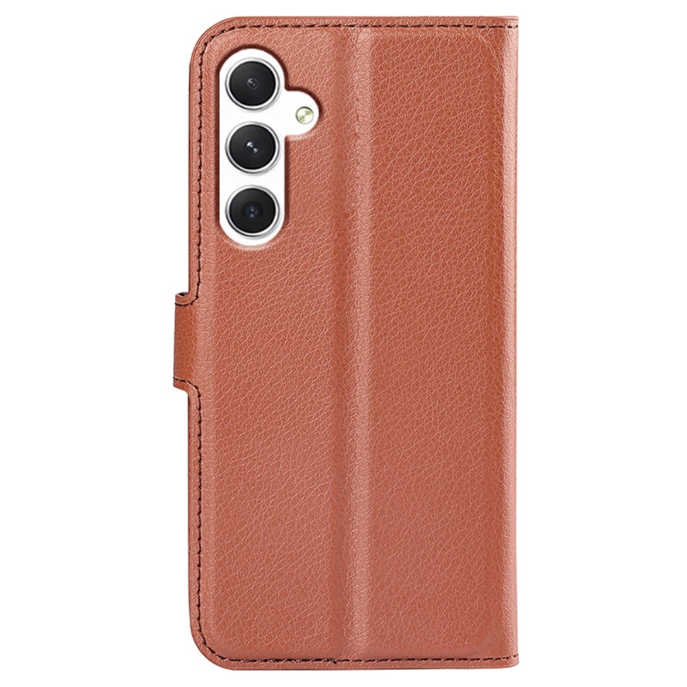 Litchi knížkové pouzdro na Samsung Galaxy S24 - hnědé