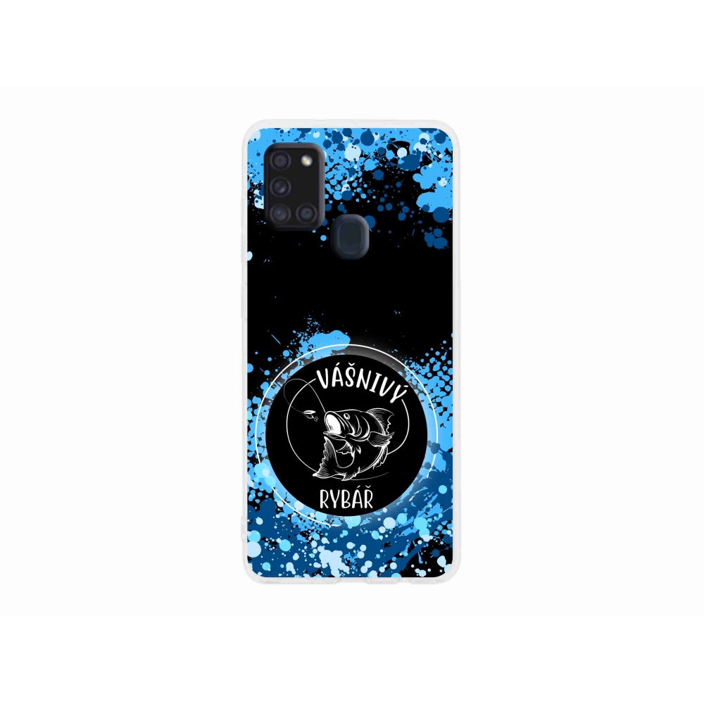Gelový kryt mmCase na Samsung Galaxy A21s - vášnivý rybář černé pozadí