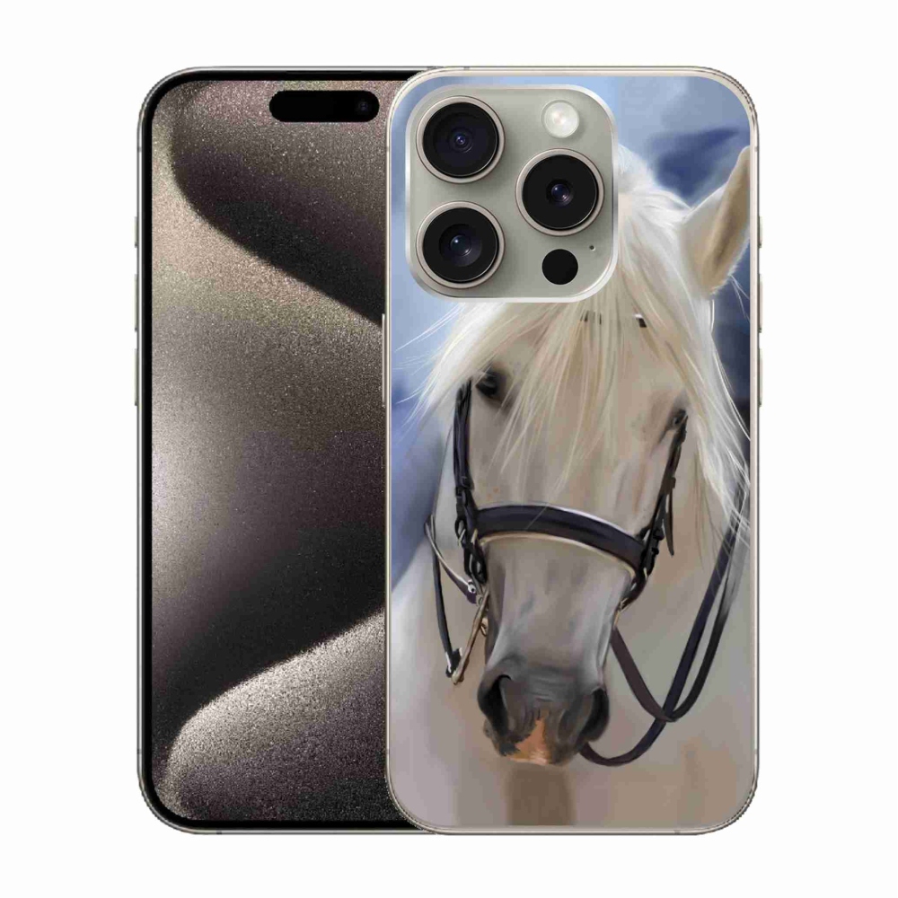 Gelový kryt mmCase na iPhone 15 Pro - bílý kůň