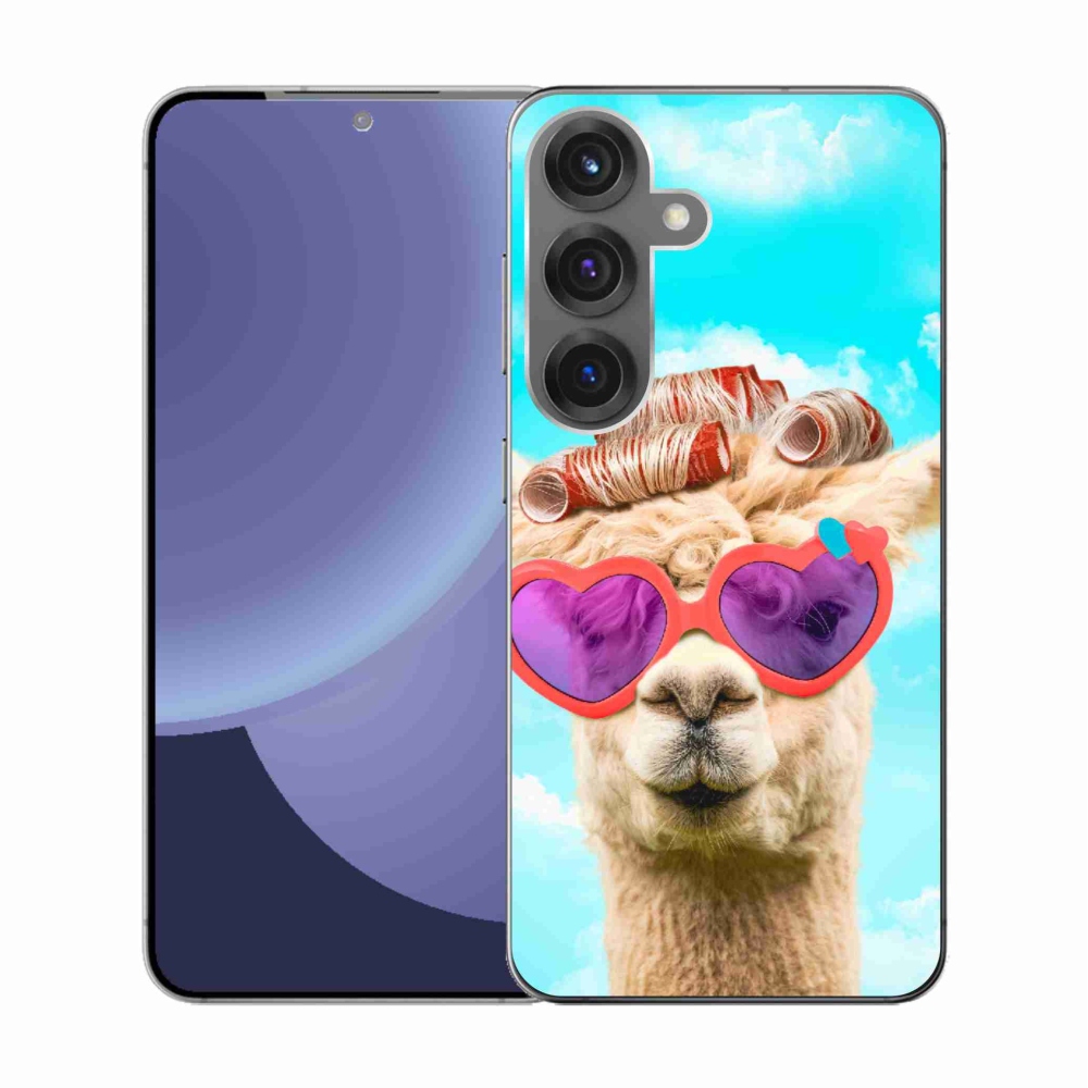 Gelový kryt mmCase na Samsung Galaxy S25 - lama s brýlemi