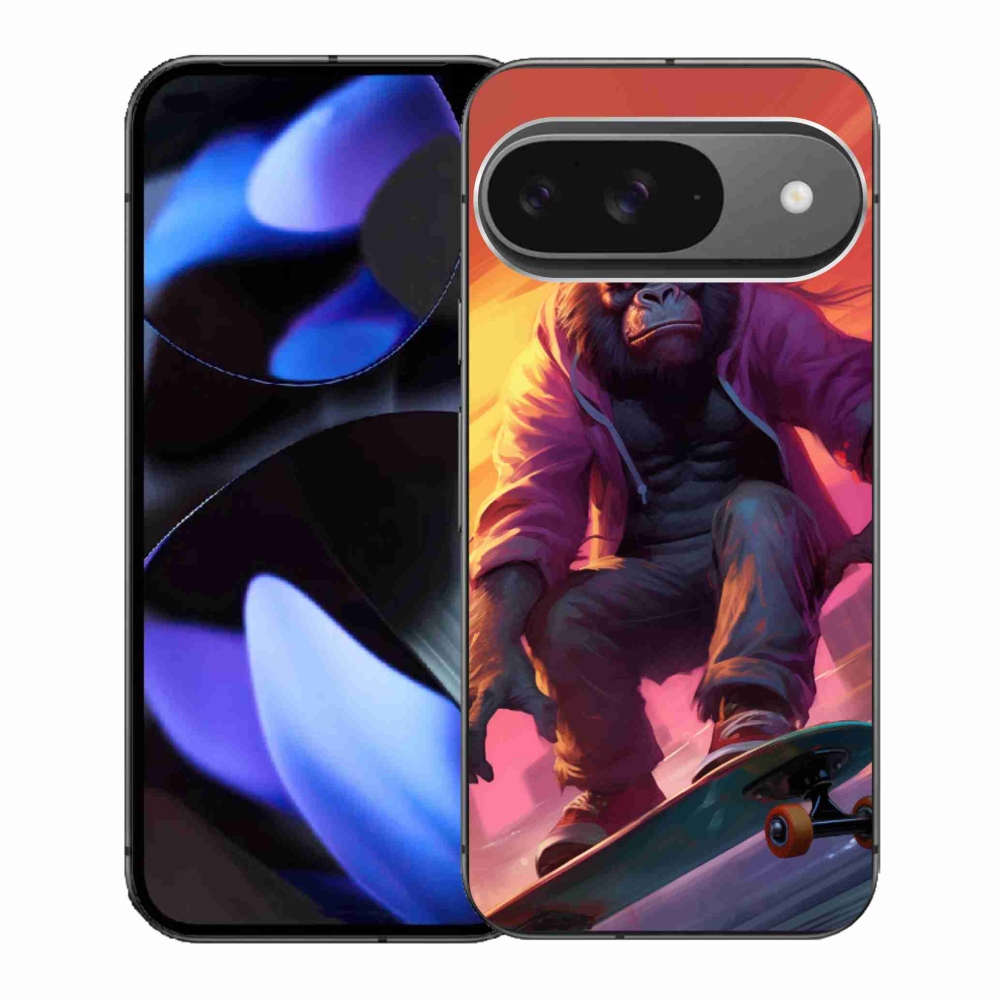 Gelový kryt mmCase na Google Pixel 9/9 Pro - gorila na skateboardu