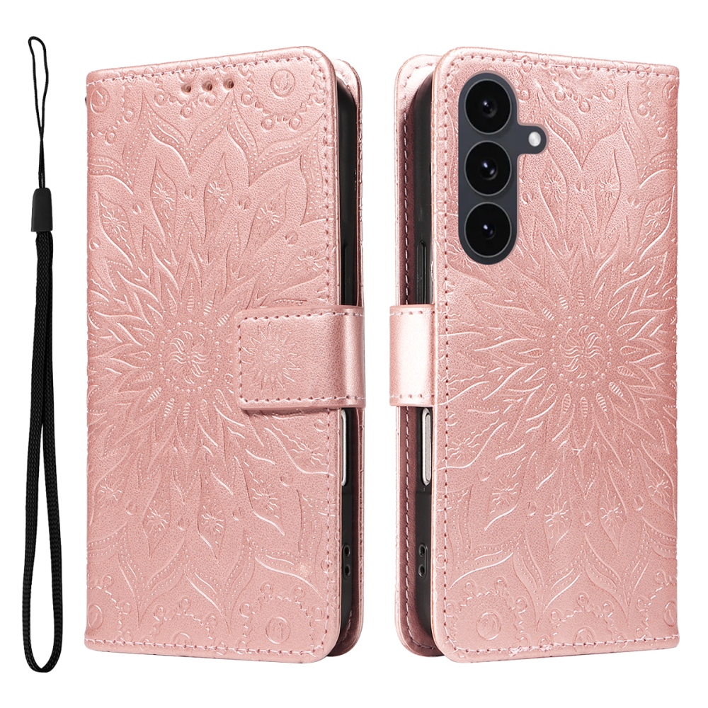 Sunflower knížkové pouzdro na Samsung Galaxy S25 FE - růžovozlaté
