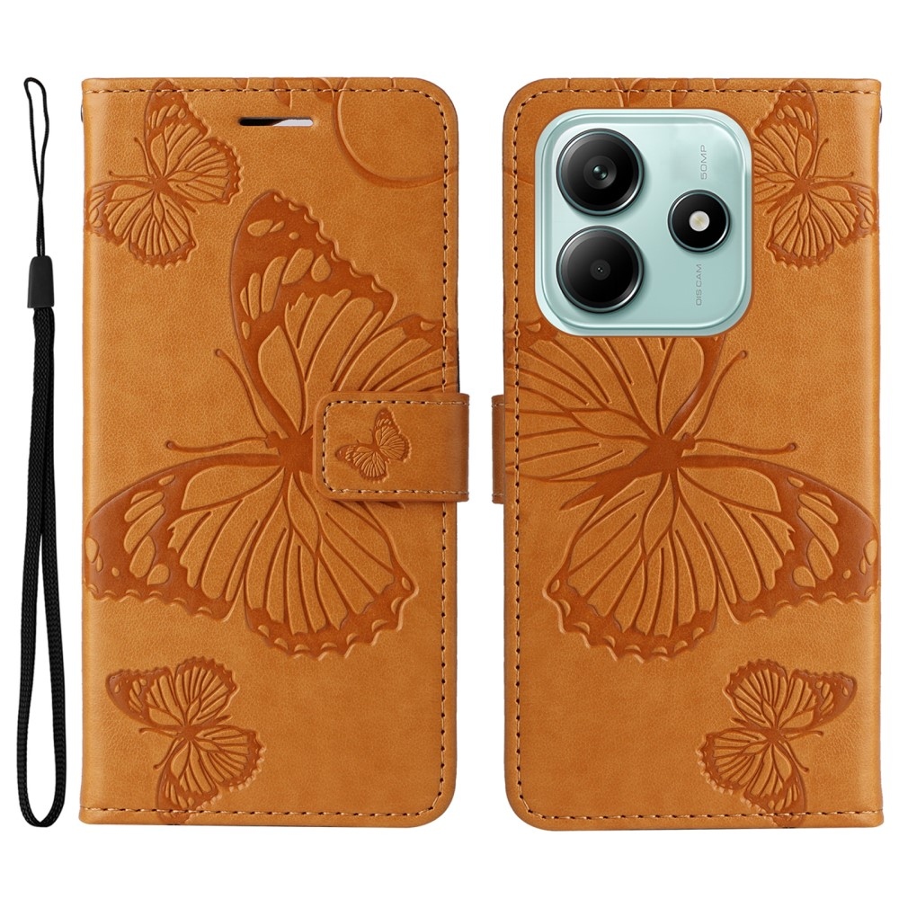Big Butterfly knížkové pouzdro na Xiaomi Redmi Note 14 5G - žluté