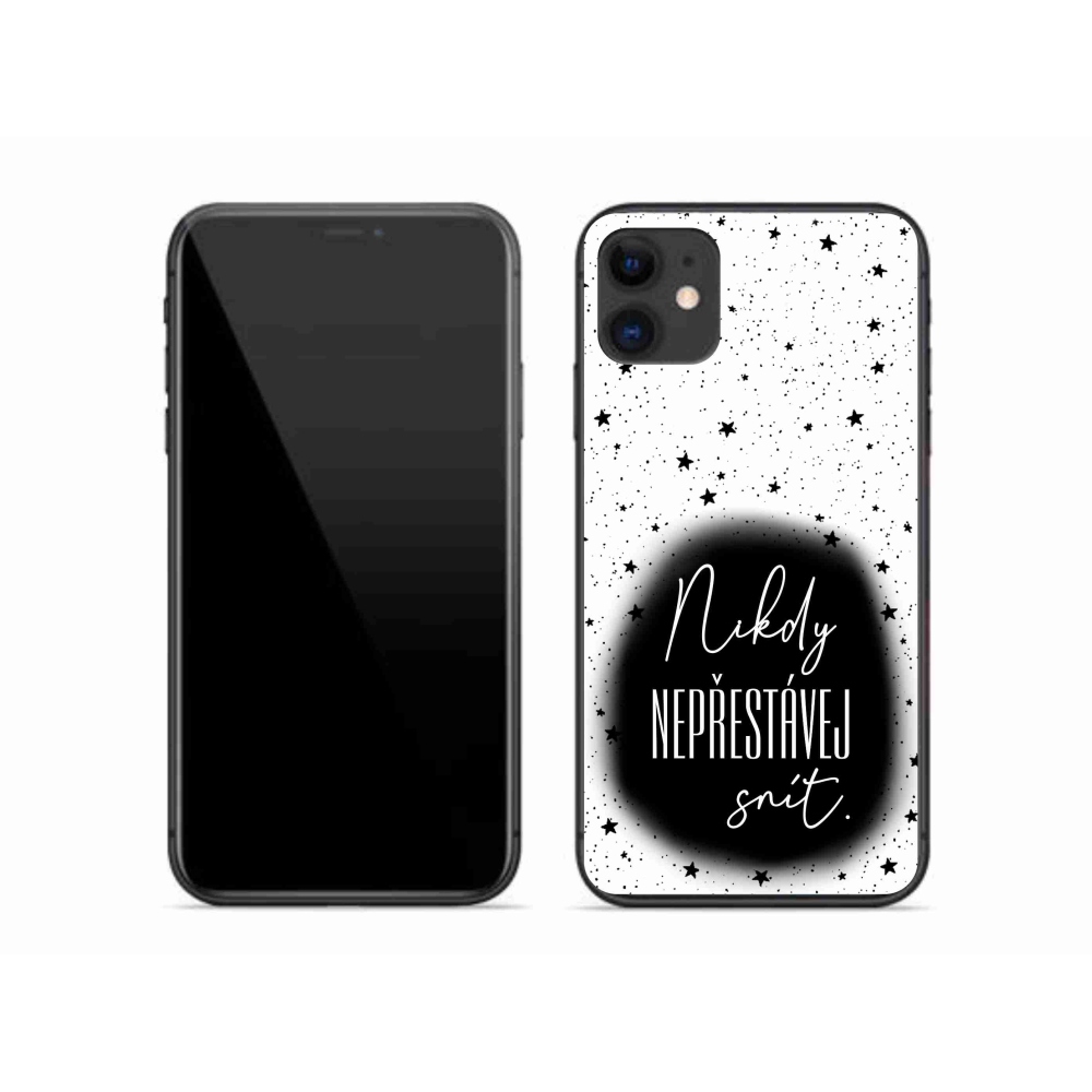 Gelový kryt mmCase na iPhone 11 - citát 1 černobílé pozadí