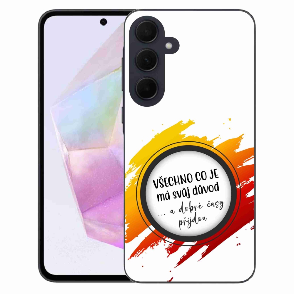 Gelový kryt mmCase na Samsung Galaxy A35 5G - citát 3 bílé pozadí