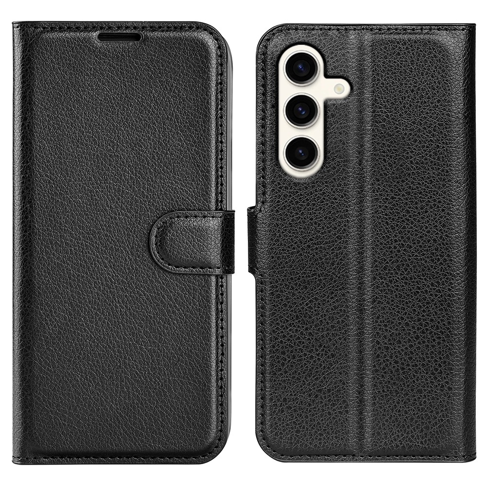 Litchi knížkové pouzdro na Samsung Galaxy S24+ - černé