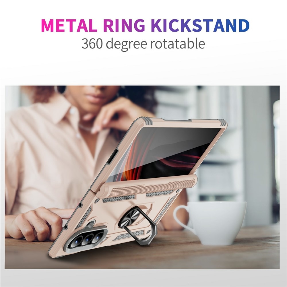 Ring odolný kryt na Samsung Galaxy Z Fold7 5G - béžový
