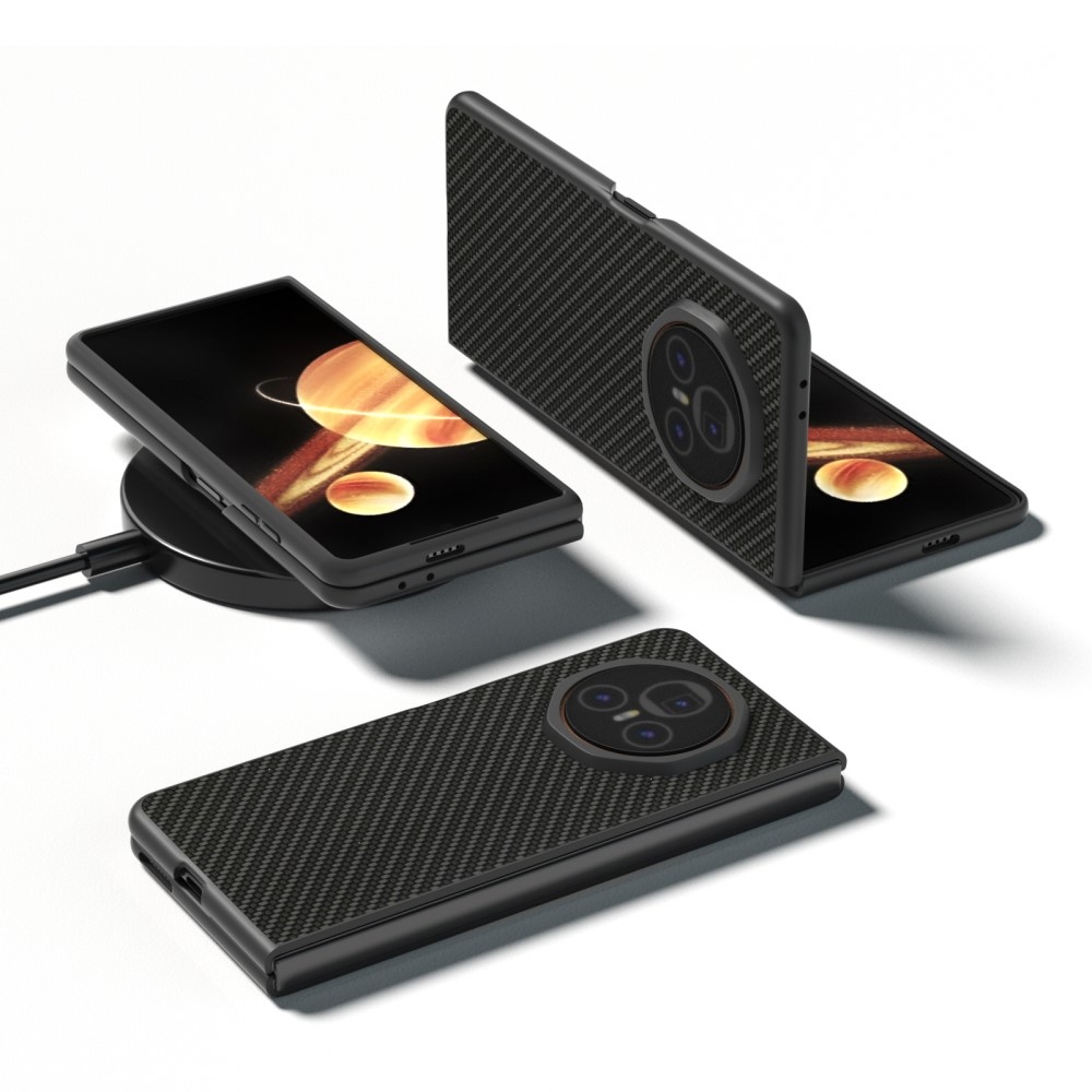 Carbon plastový obal s umělou kůží na Honor Magic V3 - černý