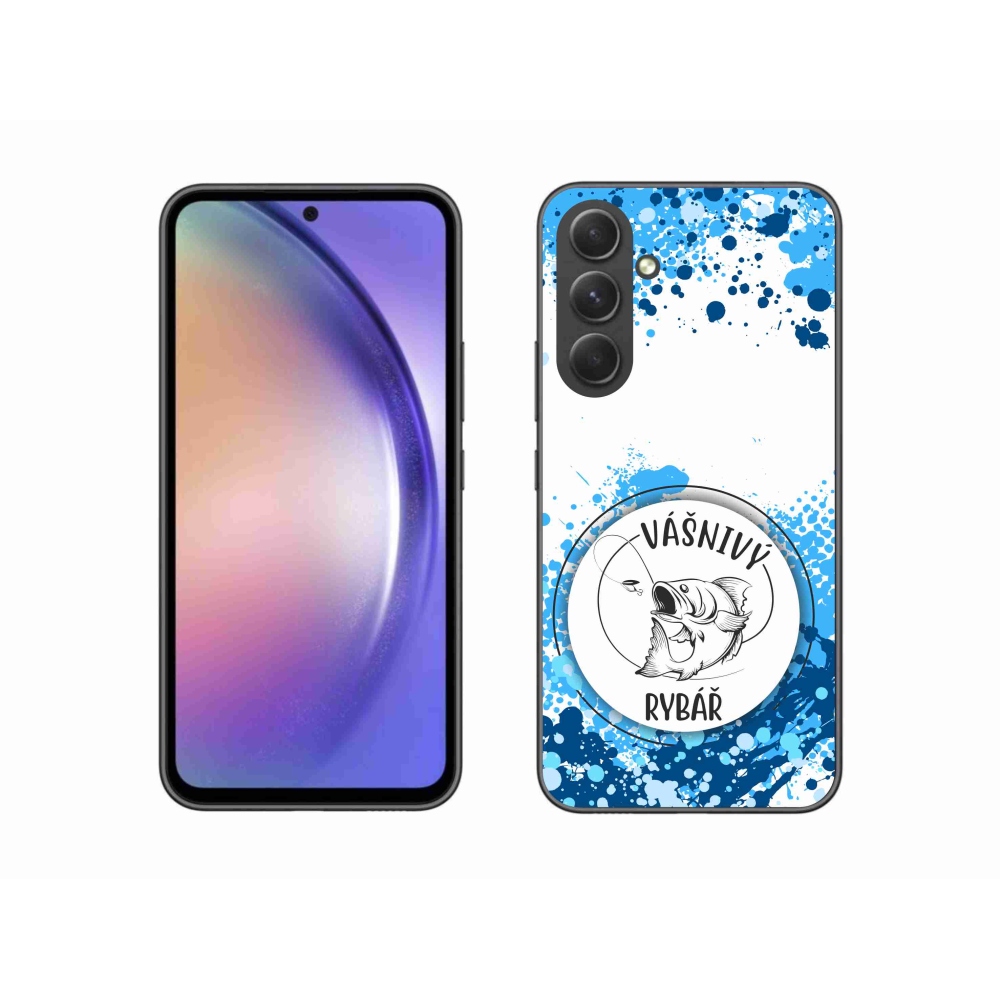 Gelový kryt mmCase na Samsung Galaxy A54 5G - vášnivý rybář bílé pozadí
