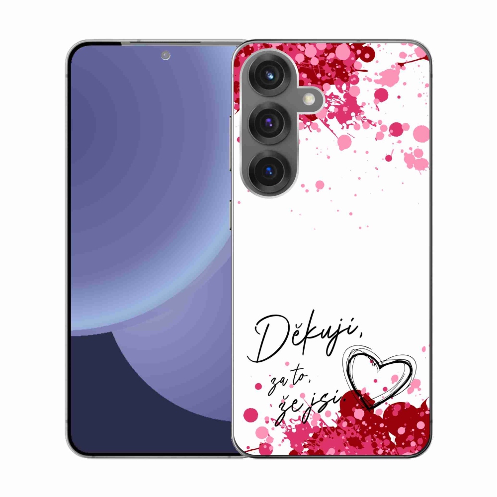 Gelový kryt mmCase na Samsung Galaxy S25 - zamilovaný text 2 bílé pozadí