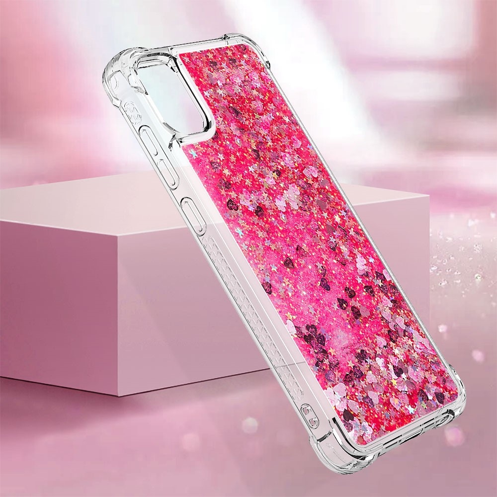 Glitter přesýpací gelový obal na Samsung Galaxy A06 4G - růžový/srdíčka