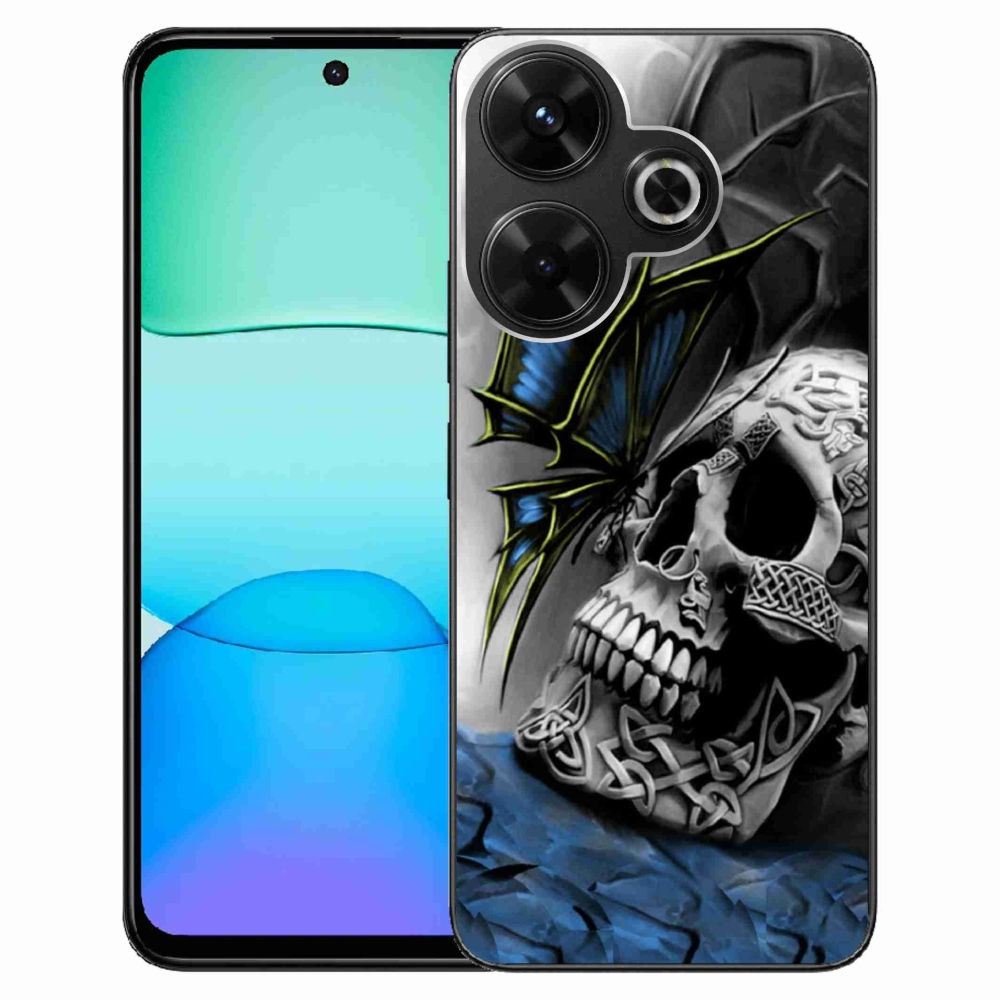 Gelový kryt mmCase na Xiaomi Redmi 13 4G/Poco M6 4G - motýl a lebka