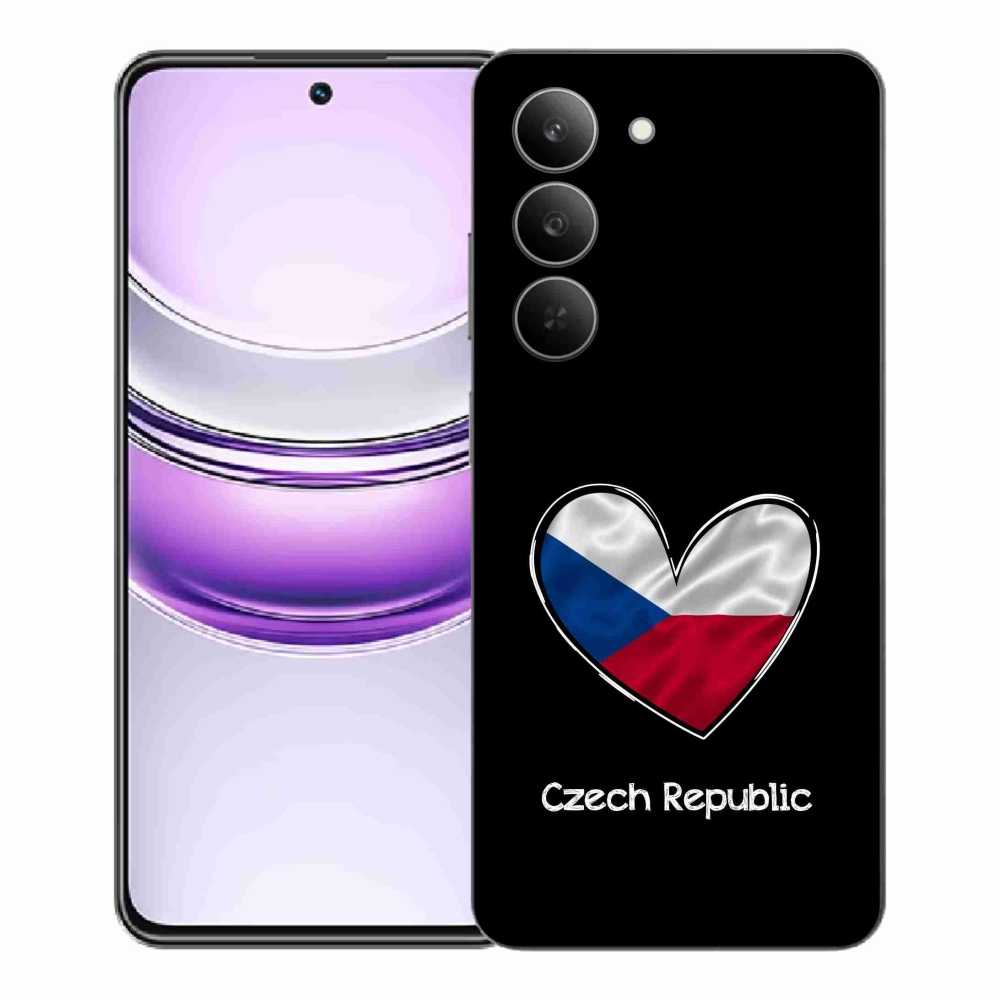 Gelový kryt mmCase na Realme 14x 5G - vlajka srdce černé pozadí