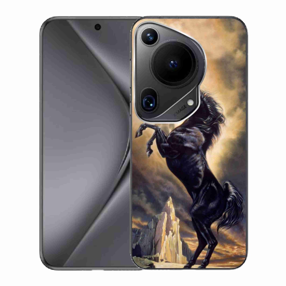 Gelový kryt mmCase na Huawei Pura 70 Ultra - černý kreslený kůň
