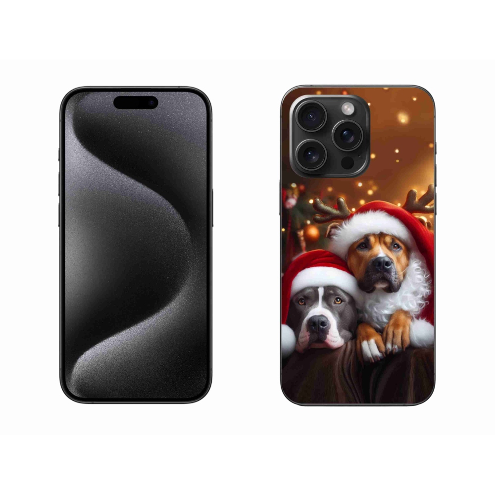 Gelový kryt mmCase na iPhone 15 Pro Max - vánoční psi