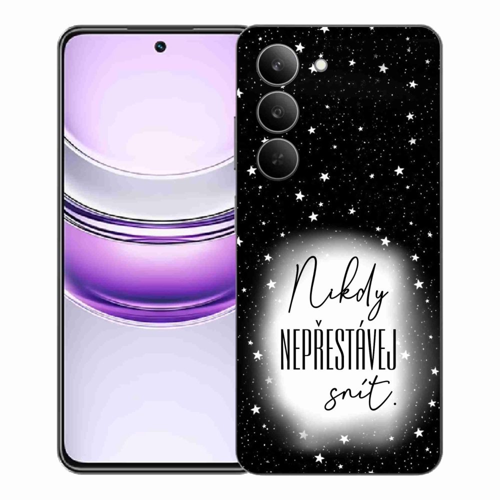Gelový kryt mmCase na Realme 14x 5G - citát 1 bíločerné pozadí