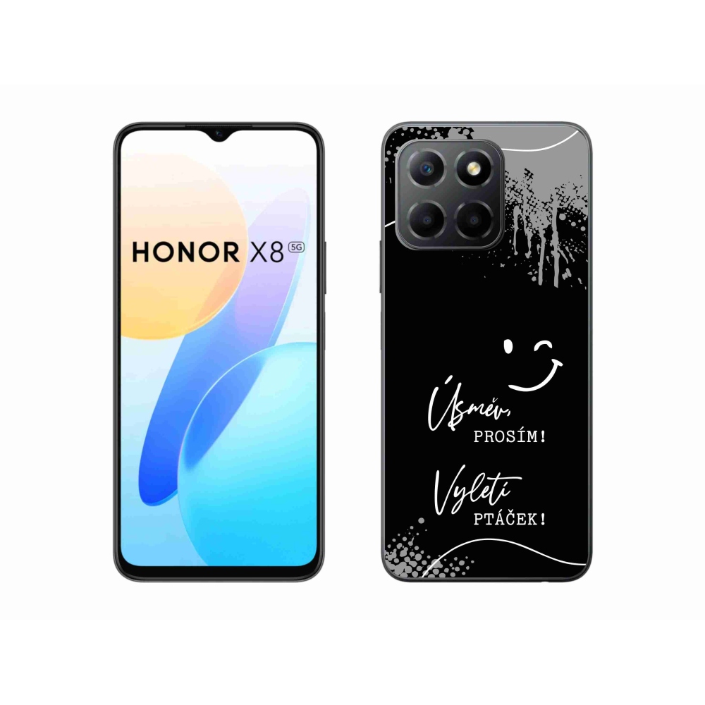 Gelový kryt mmCase na Honor X8 5G/Honor 70 Lite 5G - vtipný text 4 černé pozadí