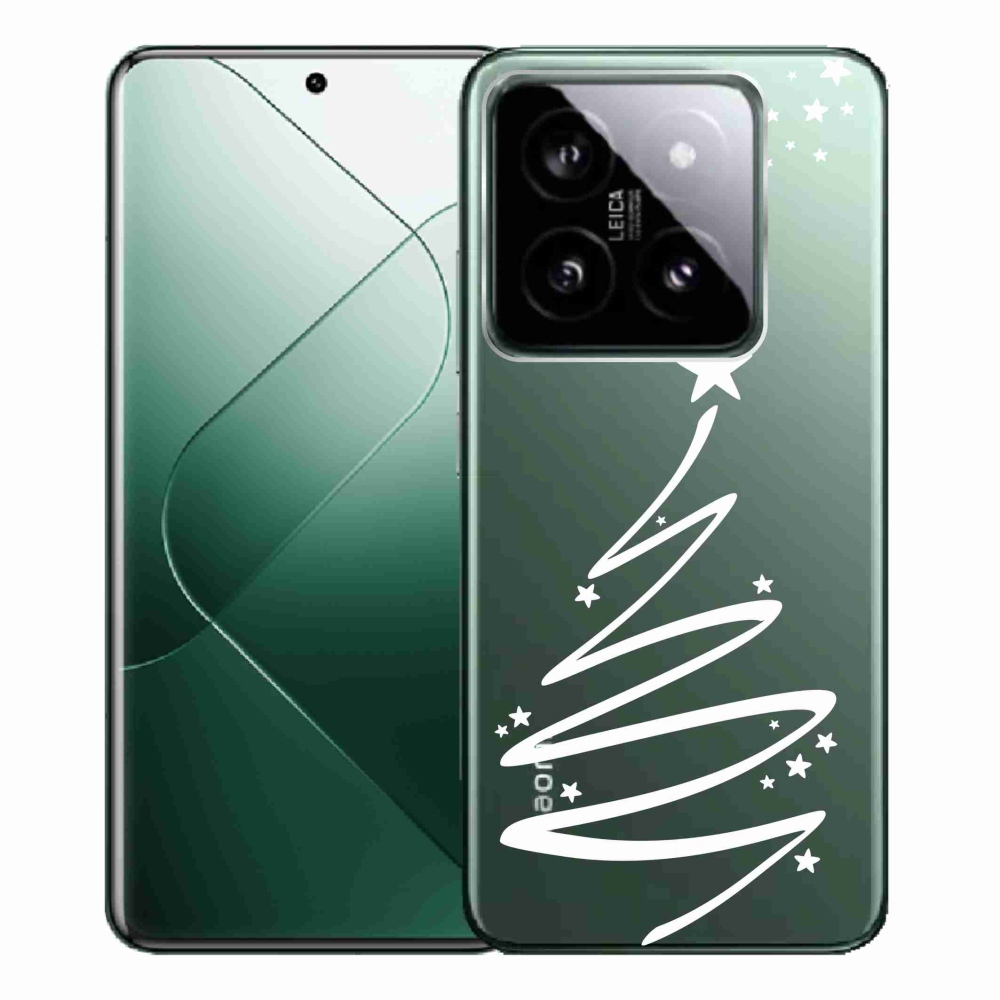 Gelový kryt mmCase na Xiaomi 14 Pro - bílý stromeček na průhledném pozadí