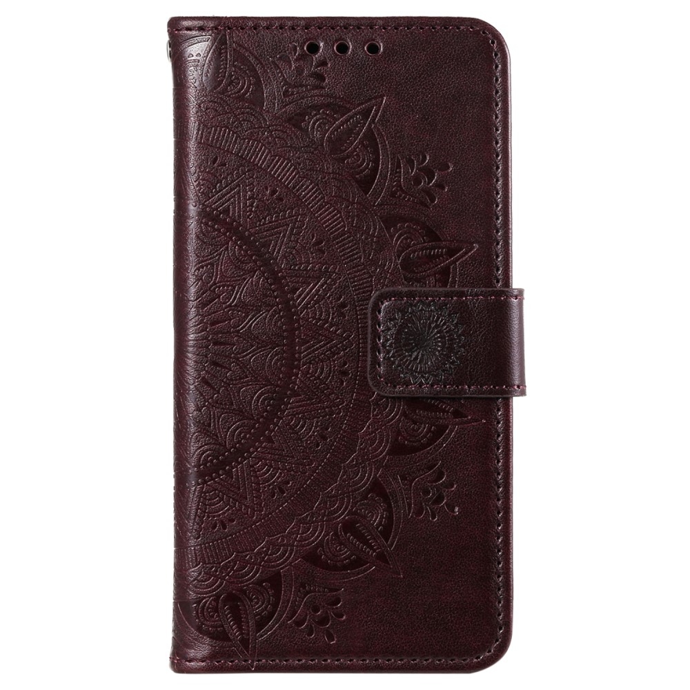 Mandala knížkové pouzdro na Xiaomi 15 - hnědé