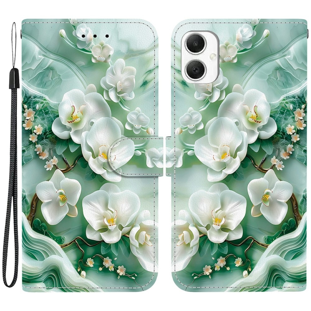 Versatile knížkové pouzdro na Samsung Galaxy A06 4G - bílé květy