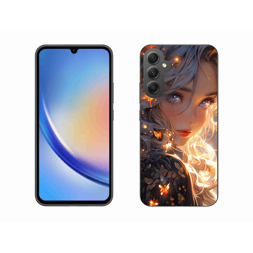 Gelový kryt mmCase na Samsung Galaxy A34 5G - dívka a motýli
