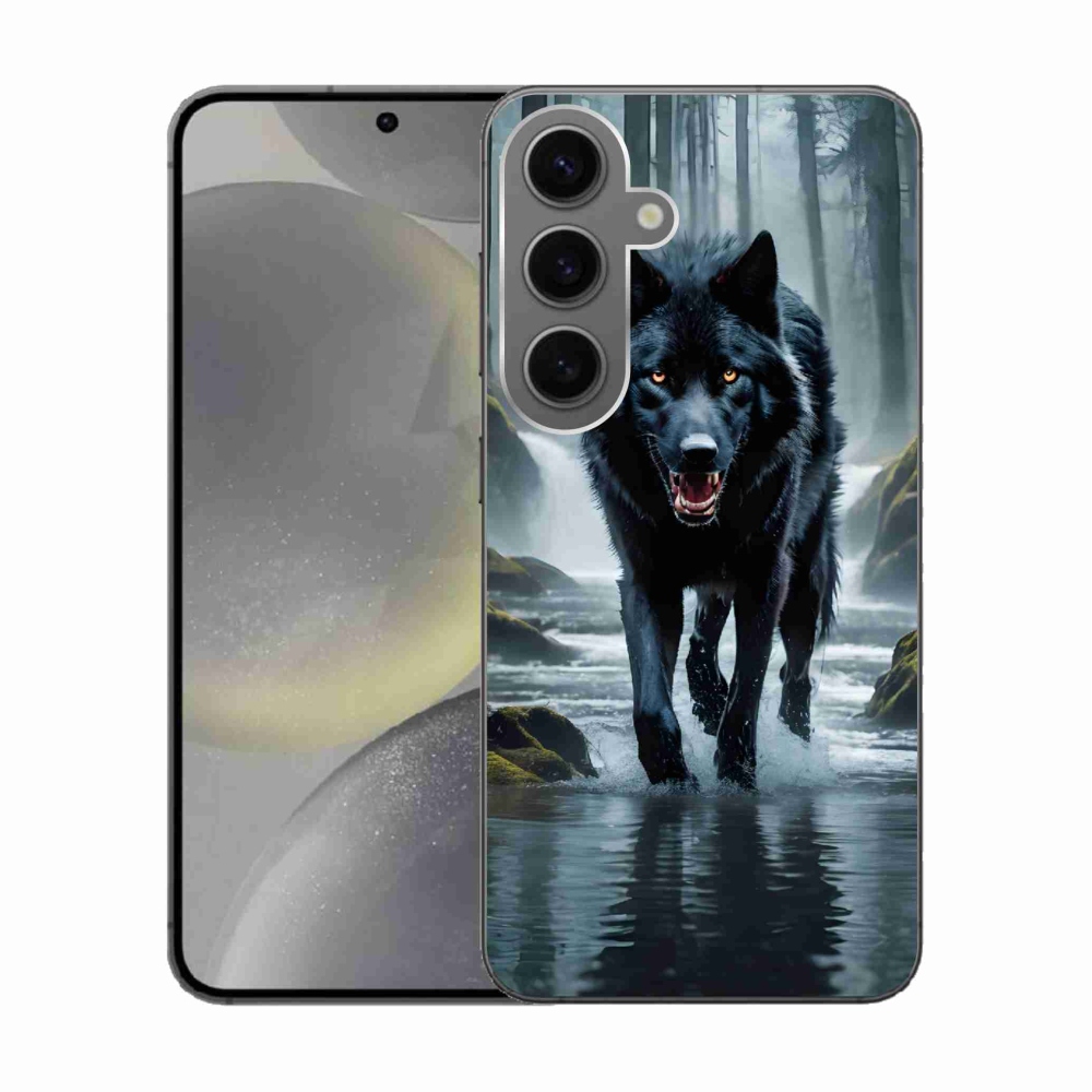 Gelový kryt mmCase na Samsung Galaxy S24 - černý vlk