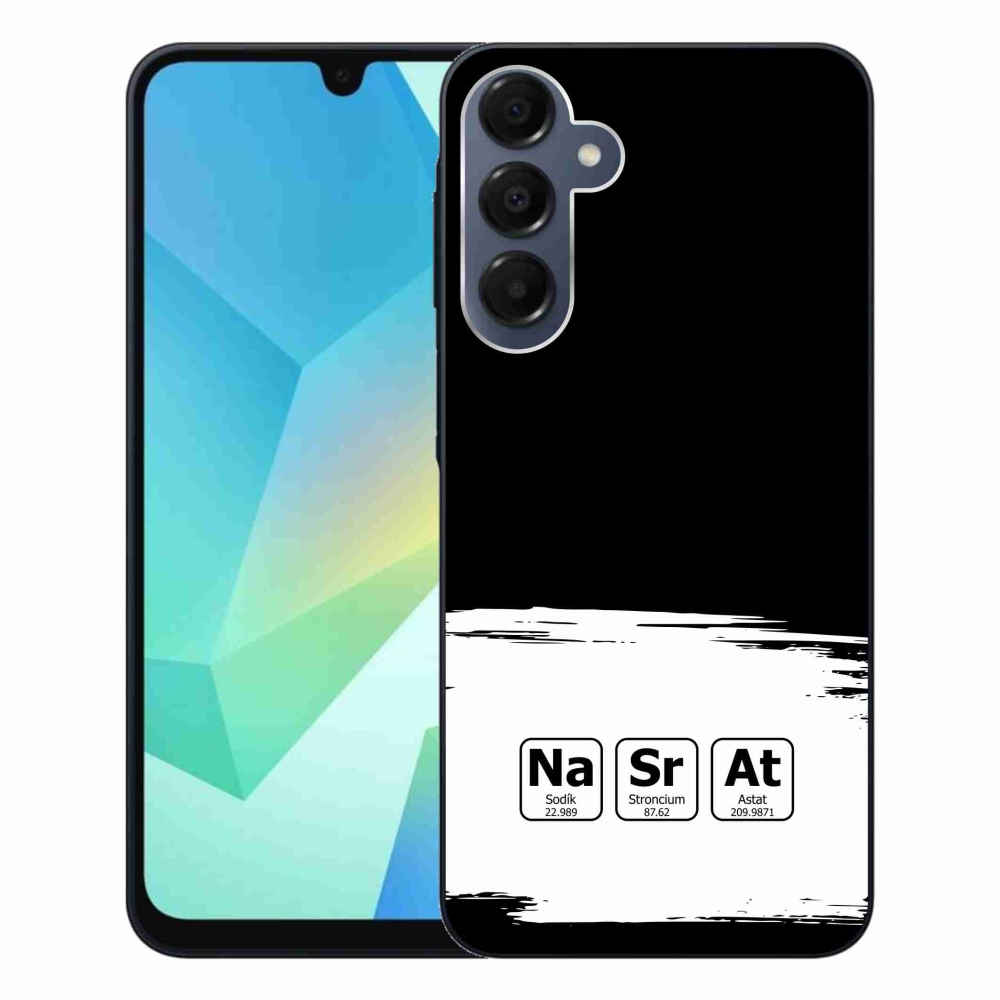 Gelový kryt mmCase na Samsung Galaxy A16 4G/5G - chemické prvky bíločerné pozadí