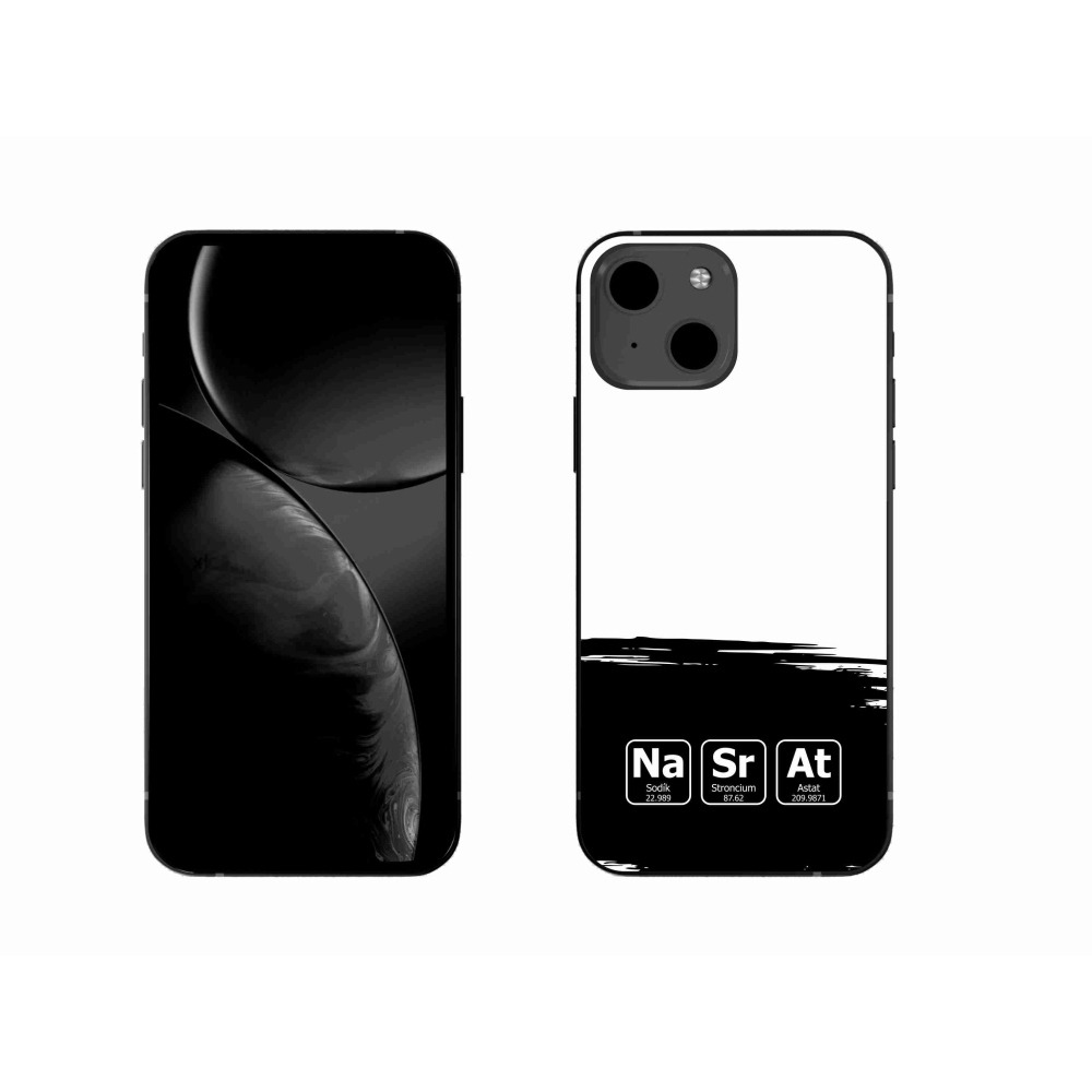 Gelový kryt mmCase na iPhone 13 6.1 - chemické prvky černobílé pozadí