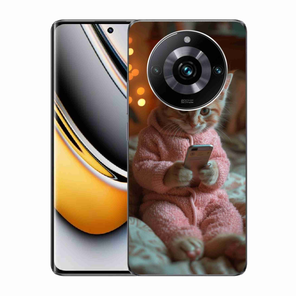 Gelový kryt mmCase na Realme 11 Pro/11 Pro+ - kotě s mobilem