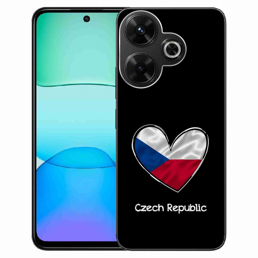 Gelový kryt mmCase na Xiaomi Redmi 13 4G/Poco M6 4G  - vlajka srdce černé pozadí