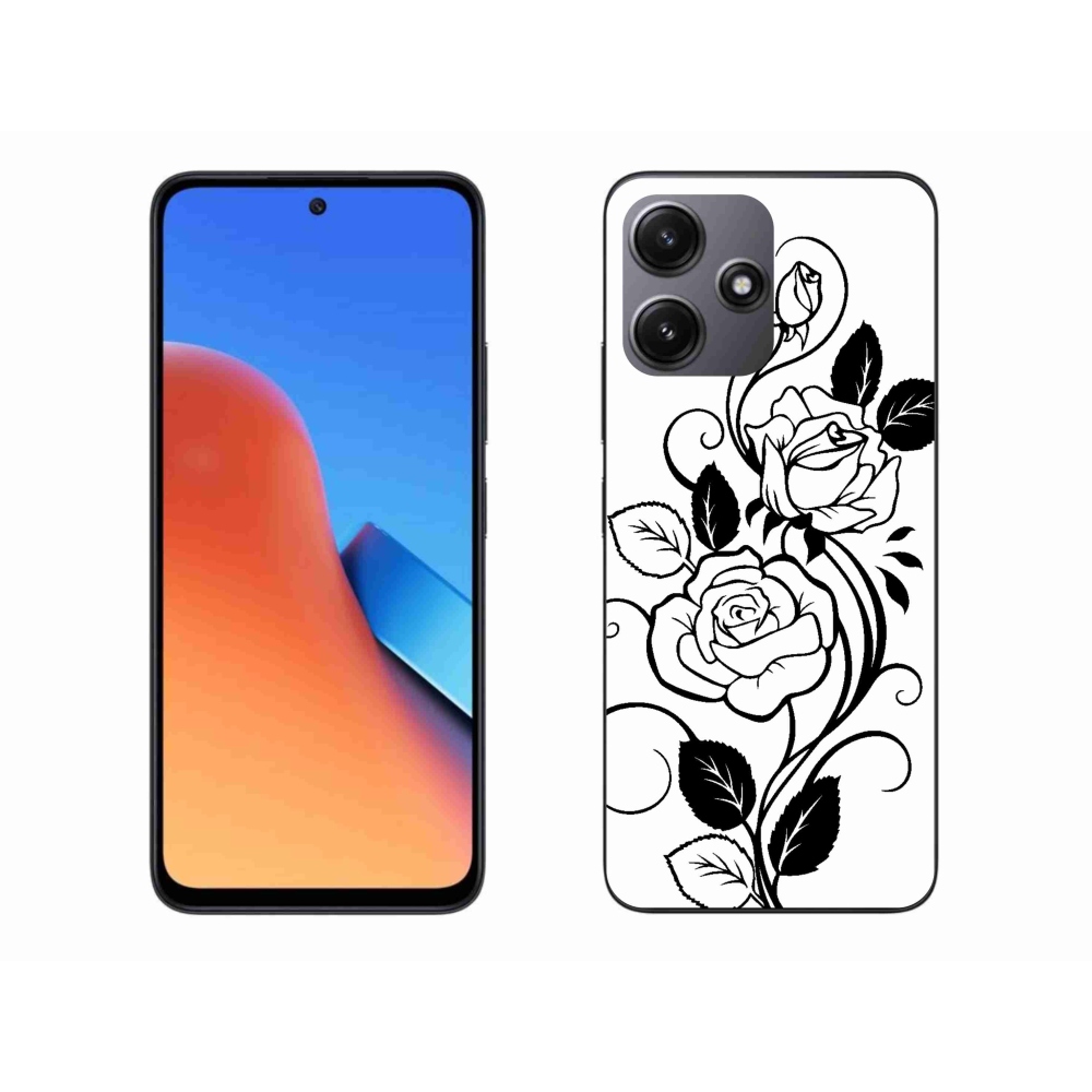 Gelový kryt mmCase na Xiaomi Redmi 12 5G - černobílá růže