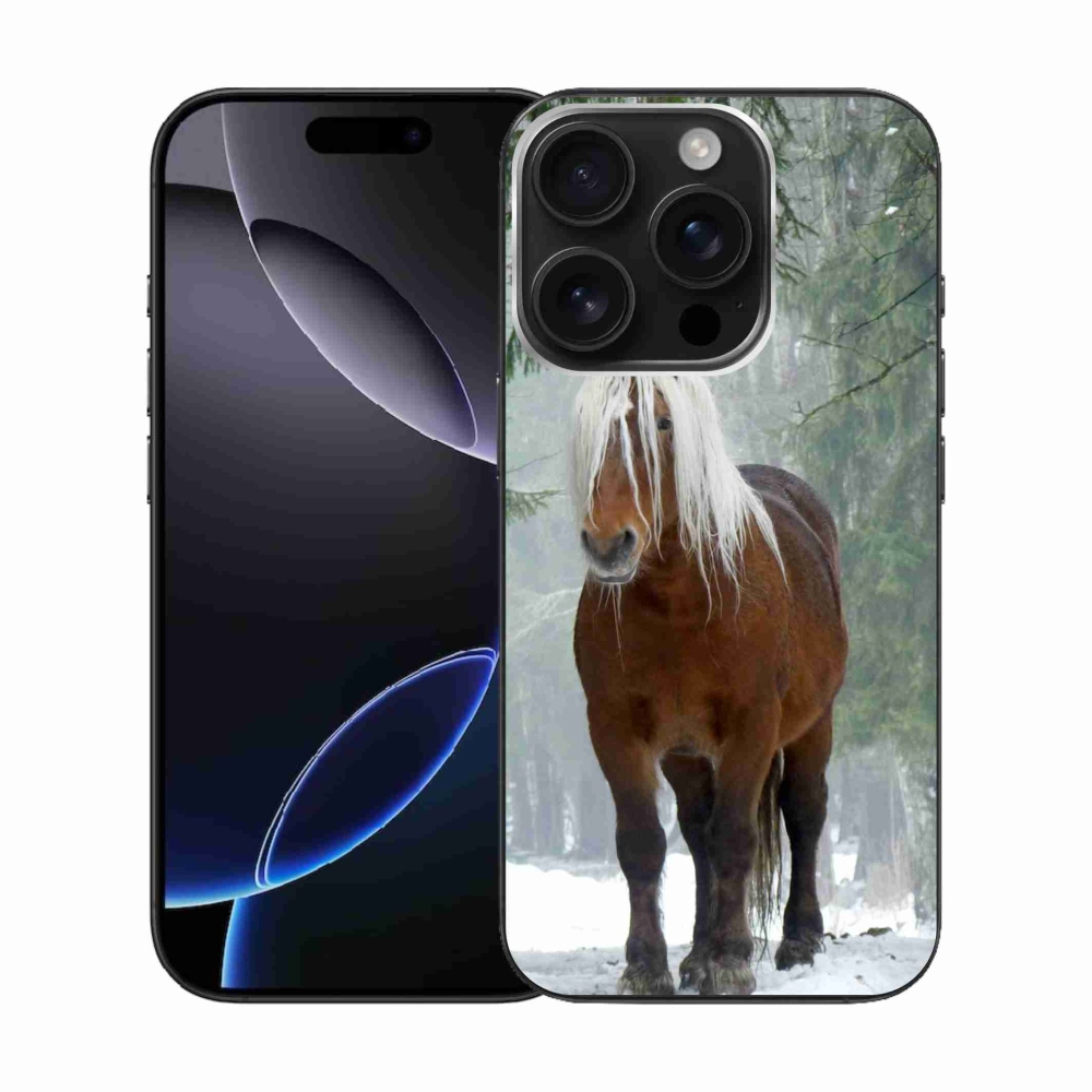 Gelový obal mmCase na iPhone 16 Pro - kůň v lese