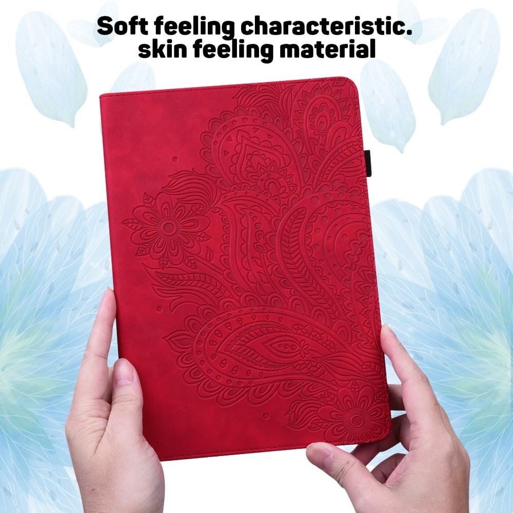 Flowers zavírací pouzdro na Samsung Galaxy Tab S9 FE/Tab S10 FE - červené