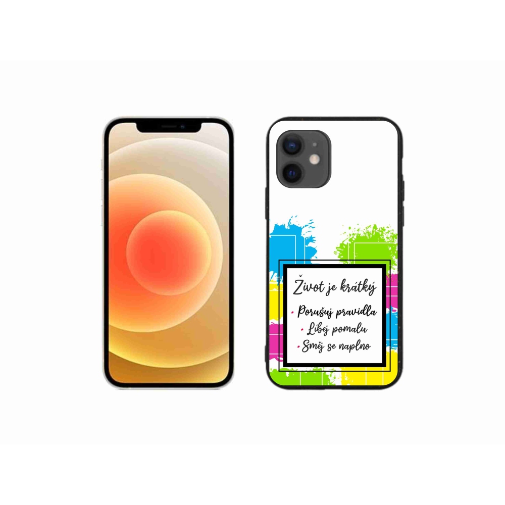 Gelový kryt mmCase na iPhone 12 mini - citát 5 bílé pozadí