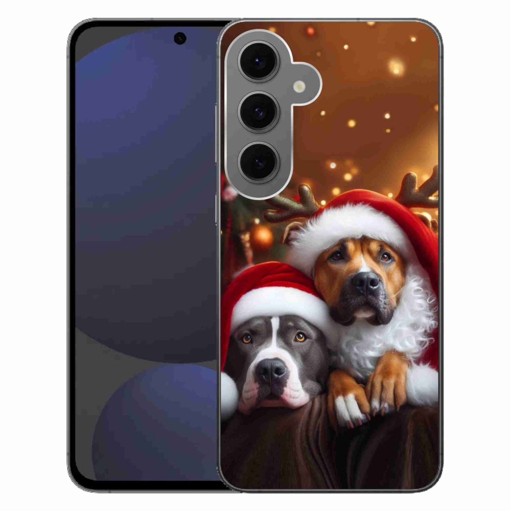 Gelový kryt mmCase na Samsung Galaxy S24 FE - vánoční psi
