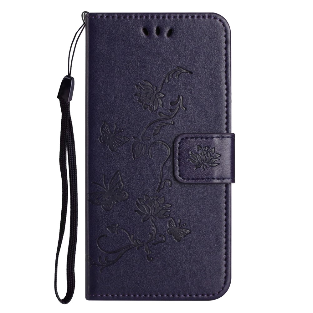 Flower knížkové pouzdro na Samsung Galaxy A05s - tmavěfialové
