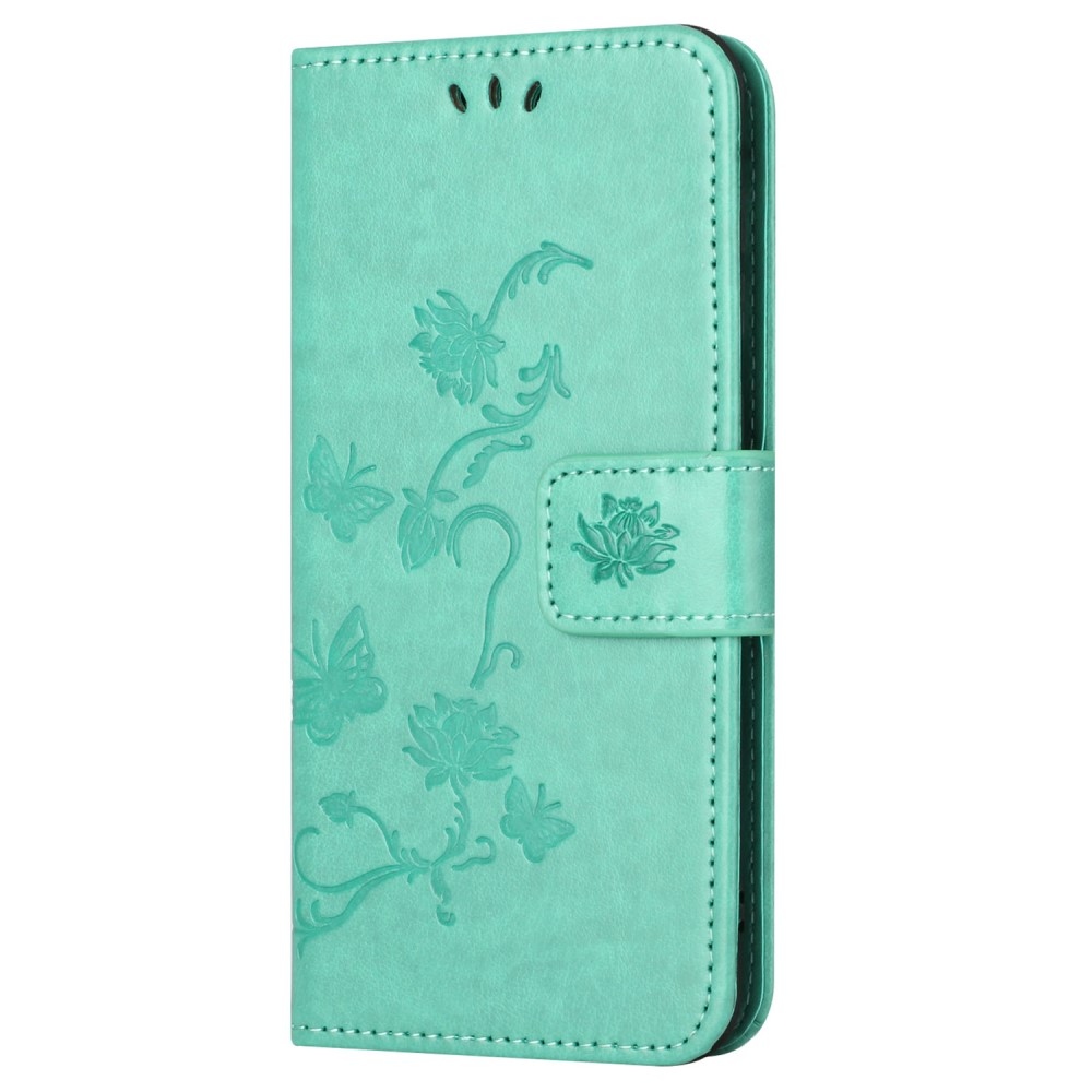 Flower knížkové pouzdro na Honor 200 Lite 5G - modrozelené
