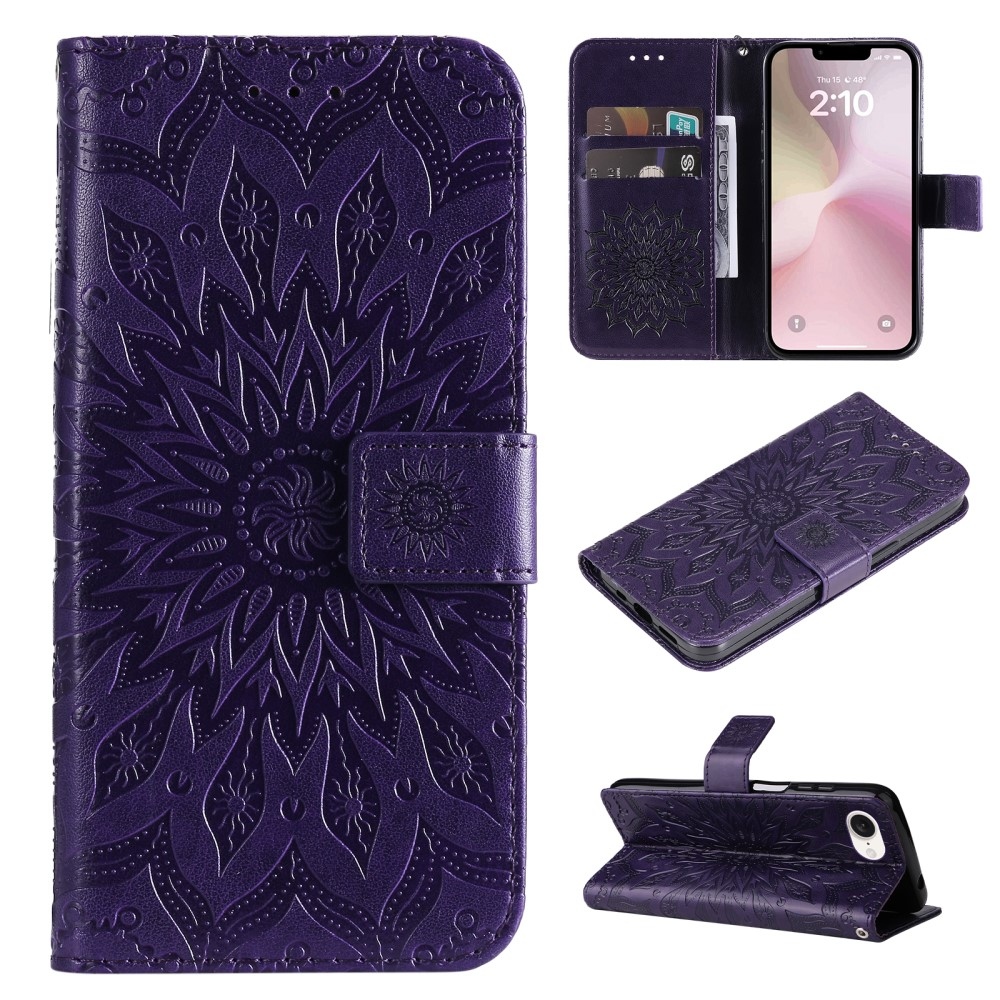 Sunflower knížkové pouzdro na iPhone 16e - tmavěfialové