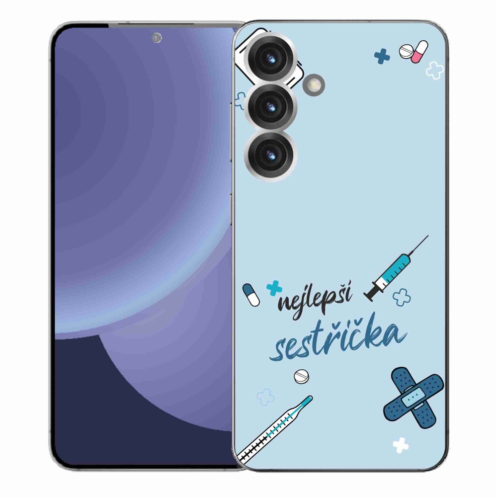 Gelový kryt mmCase na Samsung Galaxy S25+ - nejlepší sestřička modré pozadí
