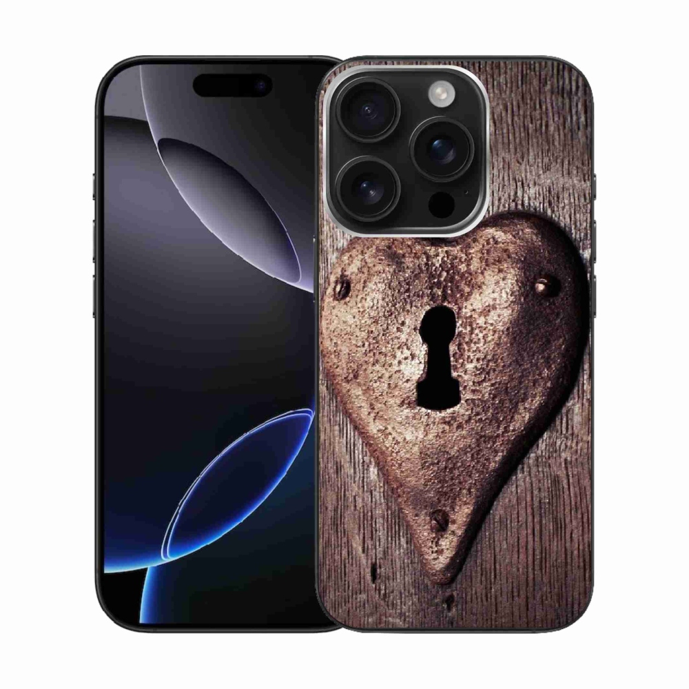 Gelový kryt mmCase na iPhone 16 Pro - zámek ve tvaru srdce
